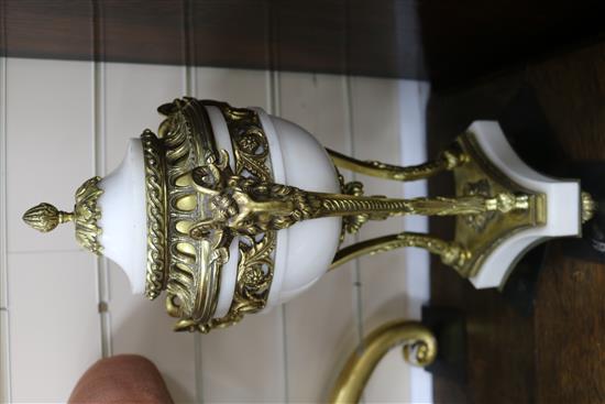 A pair of Louis XVI style white marble and gilt metal cassolettes, height 44.5cm